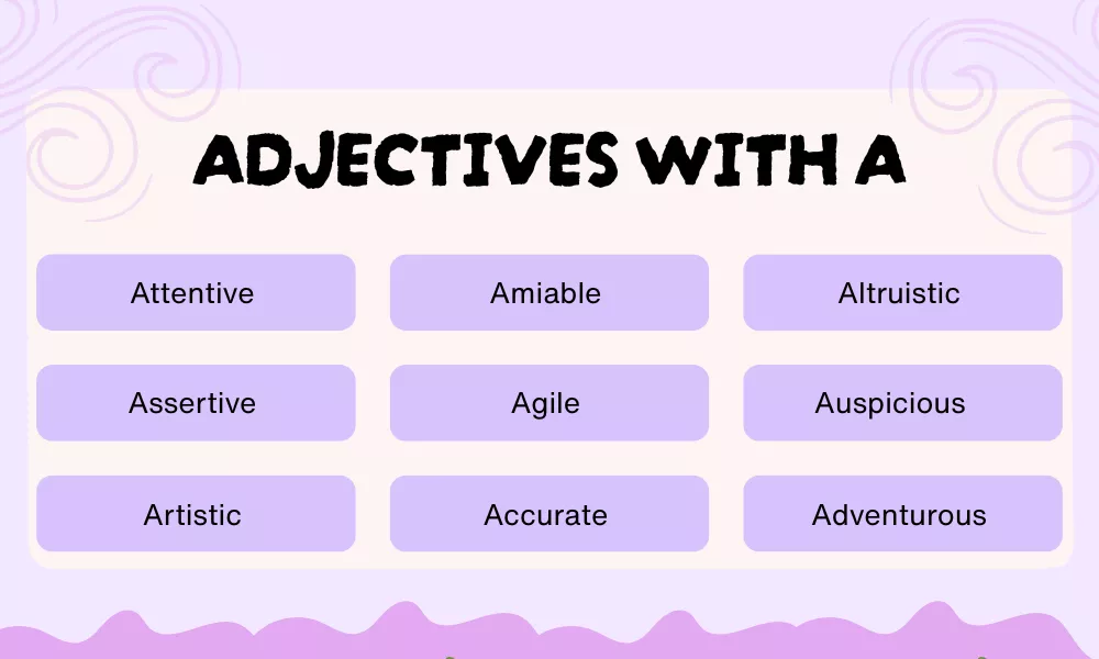 Adjectives With A Adjectives With A